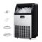 SIMZLIFE - 100lbs/24H Commercial Ice Maker - Stainless Steel Under Counter Model, 15.55in W x 31.5in H - Black silver color scheme-Front_Standard