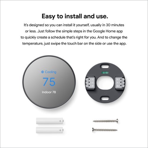 Google Nest Thermostat - Programmable Wi-Fi Smart Thermostat - Charcoal BUY ONLINE