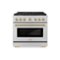 ZLINE - 36 in. Wide 6 Burner 5.2 cu. ft. Autograph Paramount Dual Fuel Freestanding Range with Champagne Bronze Accents - Stainless Steel-Front_Standard