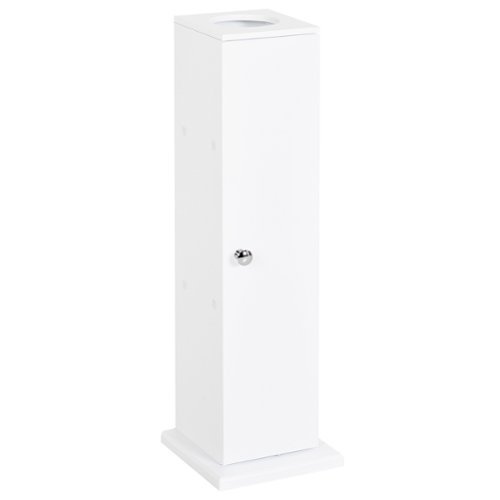 Homcom - Toilet Paper Cabinet, Small Bathroom Corner Floor Cabinet with Doors and Shelves - White-Front_Standard 