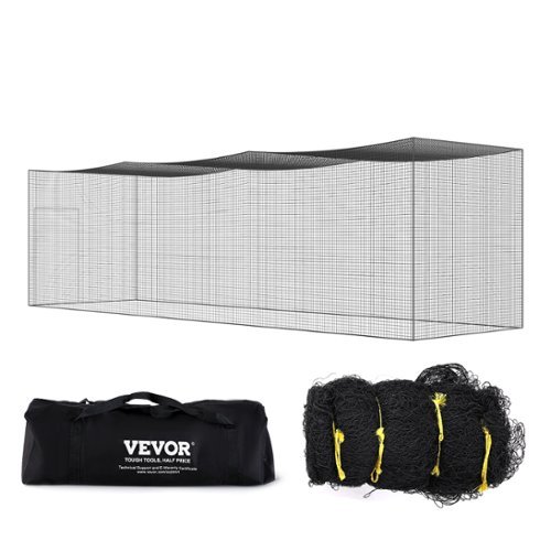 VEVOR - 35x10x10FT Baseball Batting Net, Professional Softball Baseball Batting Hitting Training Net, Portable Pitching Cage Net - Black-Front_Standard 