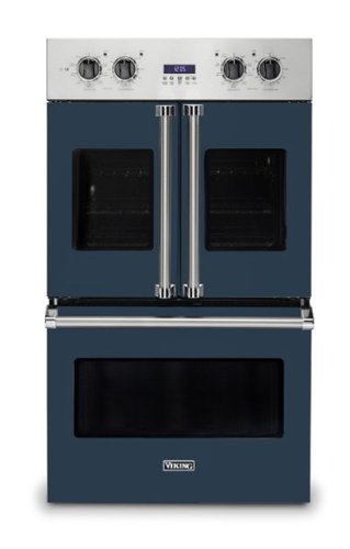 Viking - 30" 7 Series French Door Double Built-In Electric Thermal Convection Oven-Slate - Blue-Front_Standard 