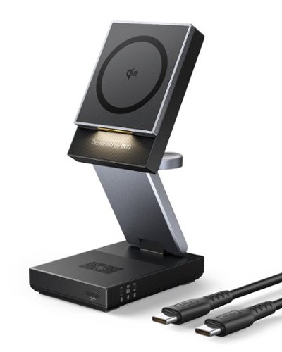 INIU - MagPro 3-in-1 Wireless Charger Qi2 15W Foldable Magnetic Charger for iPhone 16/15/14/13/12 iWatch AirPods (with Adapter) - Black