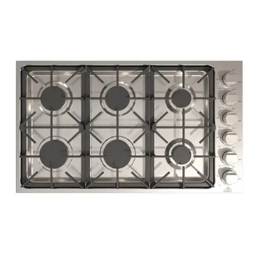 Front. Boyel Living - 36 in. 6 Burners Smooth Top Cooktop Surface Control Gas Cooktop in Stainless Steel - Silver.