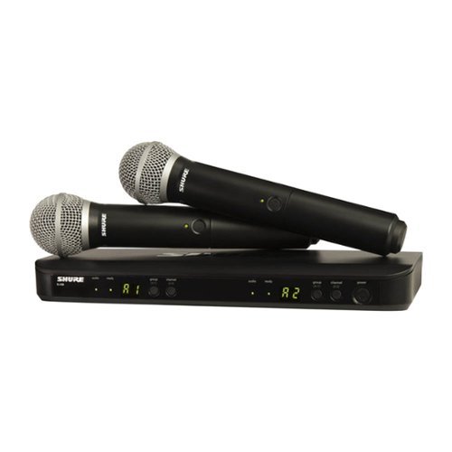 Shure - BLX288/PG58 Dual-Channel Wireless Handheld Microphone System with PG58 Capsules, J11: 596 to 616 MHz-Front_Standard 