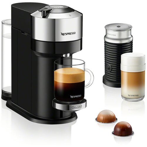 Nespresso - Vertuo Next Premium Coffee and Espresso Maker plus Aeroccino3 Milk Frother in Black - Chrome