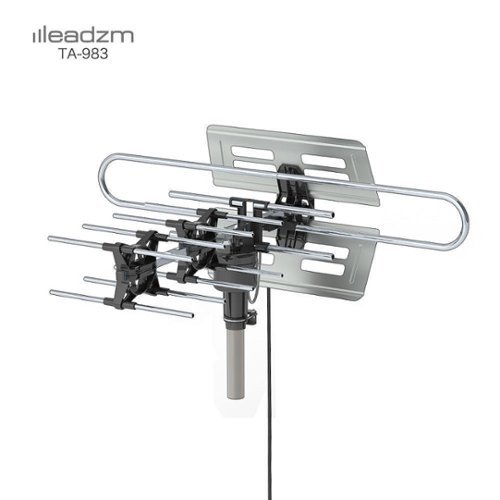 Winado - HDTV 1080p Outdoor Motorized Amplified HD TV Antenna Digital UHF VHF 360° Rotate 22-38dB with Remote Control - Silver-Front_Standard 