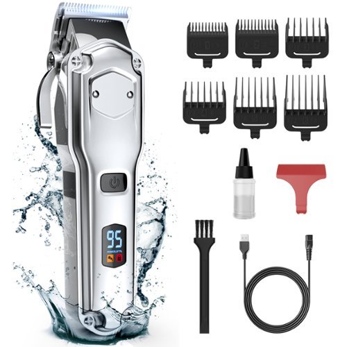 Oneisall - IPX7 Waterproof Wireless Pet Grooming Clipper 2000mAh 4 Hours Battery Life for Thick Coats With Travel Lock, 6 Combs-Front_Standard 