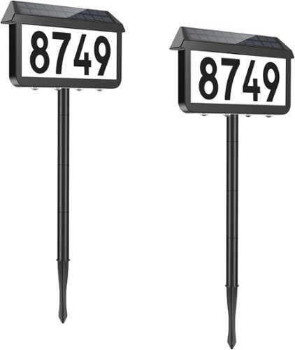 Nordic Hygge - Solar Address Signs, House Number for Outside Waterproof, 3-Color LED Illuminated Address Plaques - Black-Front_Standard 
