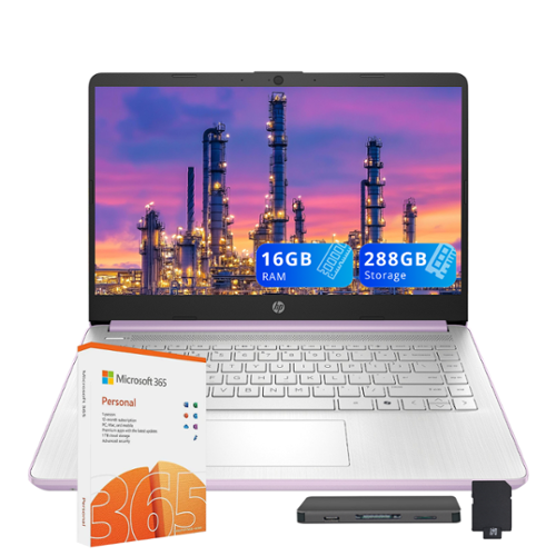 HP - Stream 14" HD Laptop for Students, Intel N150,16GB RAM,128GB UFS+128GB DOCKING STATION, Win 11 S - Purple-Front_Standard 