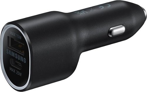 Samsung - Car Charger Duo Super Fast Charging Dual Port (25W &15W) | Color: Black - Black-Front_Standard 
