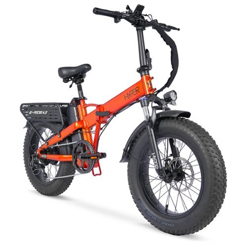 Hyper - E-RIDE Electric Bike eBike - 45mi Max Range - 20MPH Max Speed Includes Rear Bag - Cover - Lock - UL Approved & Certified - Orange
