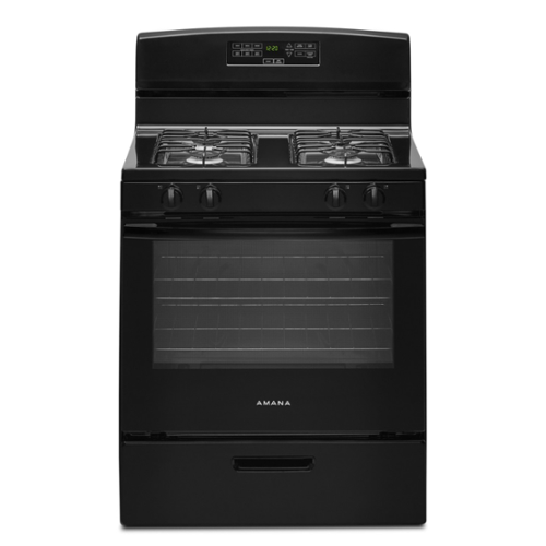 Amana - 5.1 Cu. Ft. Freestanding Gas Range with Bake Assist Temps - Black-Front_Standard 