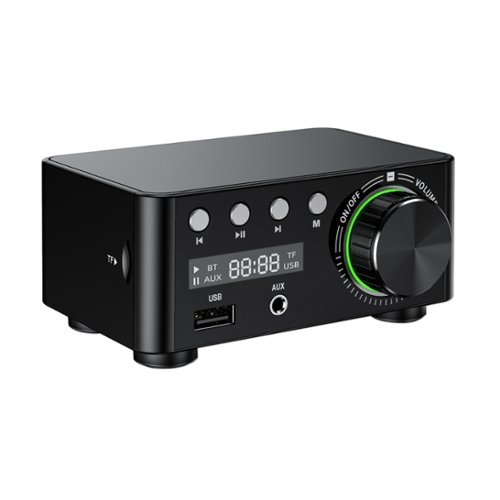 Topteng - HiFi Mini Bluetooth 5.0 Digital Power Amplifier 100W 2.0 Stereo USB/AUX/TF Card Input - Black-Front_Standard 