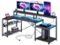 Bestier - 71inch L-Shaped LED Gaming Desk with Power Outlet Computer Desk - Black Carbon Fiber-Front_Standard