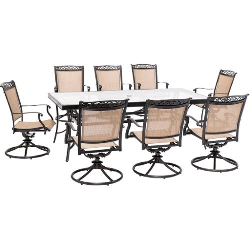 Hanover - Fontana 9-Piece Dining Set - Tan/Glass-Front_Standard 