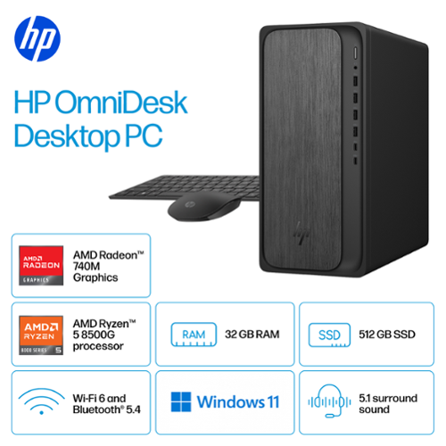 HP OmniDesk Desktop AMD Ryzen 5 8500G 2024 32GB Memory 512GB SSD