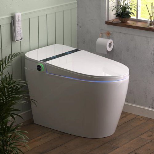 Koligey - Smart Toilet with Massage Bidet, Auto Open Lid/Seat, 1.28 Gallons Auto Dual Flush, Heat Seat, Warm Wash/Dryer - White-Front_Standard 