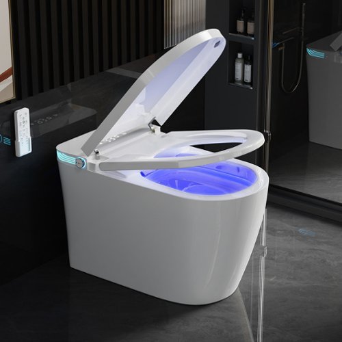 Dyonery - Smart Toilet with Bidet Built in, Elongated Toilet with Heated Seat, Dryer, Auto-Lift Lid, Soft Close - White-Front_Standard 