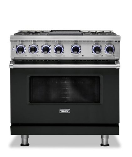 Viking - 36"W./24"D. Dual Fuel Sealed Burner Range-4 Burners/Griddle - Antique Bronze-Front_Standard 