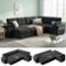 Dyonery - 7-Seat Modular Sectional Sleeper Sofa with Pull-Out Bed, Reclining Backrest, USB Ports, Table, LED Lights ,Black - Black-Front_Standard