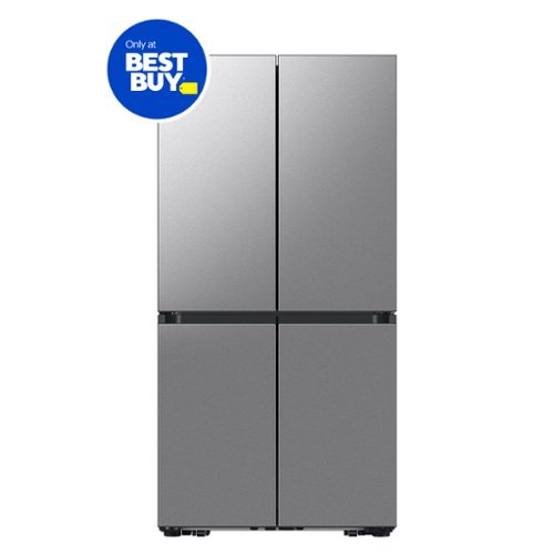  Samsung - Bespoke 22 cu. ft. Counter Depth 4-Door French Door Refrigerator with Zero Clearance Fit &amp; Sphere Ice - Stainless