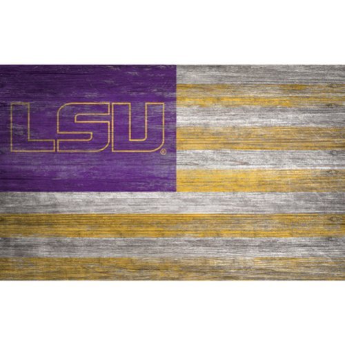 Fan Creations - LSU Tigers 11'' x 19'' Distressed Flag Sign - Multicolor-Front_Standard 