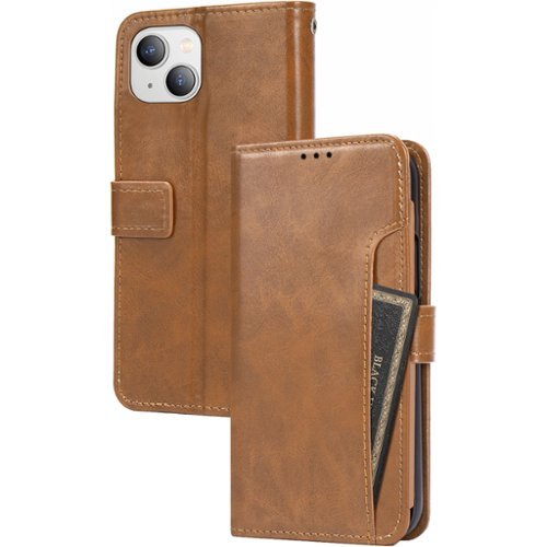 SaharaCase Folio Wallet Case for Apple iPhone 14 - Brown GLOBAL SHIPPING