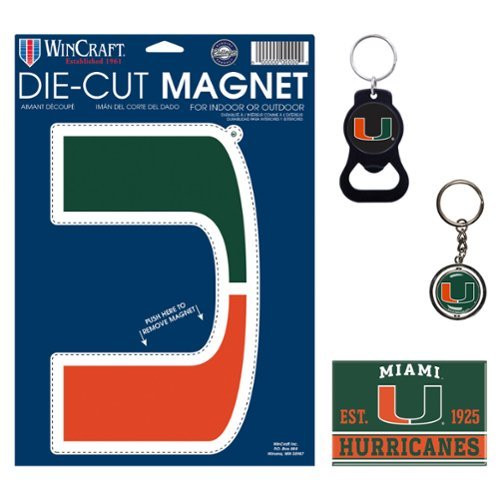 WinCraft - Miami Hurricanes 4-Pack Key Rings and Magnets Set - Multicolor-Front_Standard 