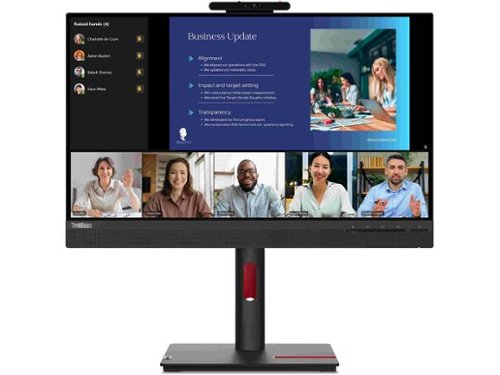 Lenovo - ThinkVision T24v-30 23.8" FHD IPS WEBCAM Speakers Black Monitor Win Hello - Raven Black-Front_Standard 