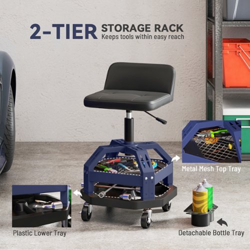 Homcom Creeper Garage Stool, 300 LBS Capacity Mechanic Stool with