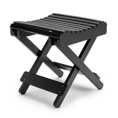 Sorbus - Foldable Shower Stool, Bamboo Foot Rest & Shaving Stool for Inside Shower, Portable Step Stool, Folding Bench - Black-Front_Standard 
