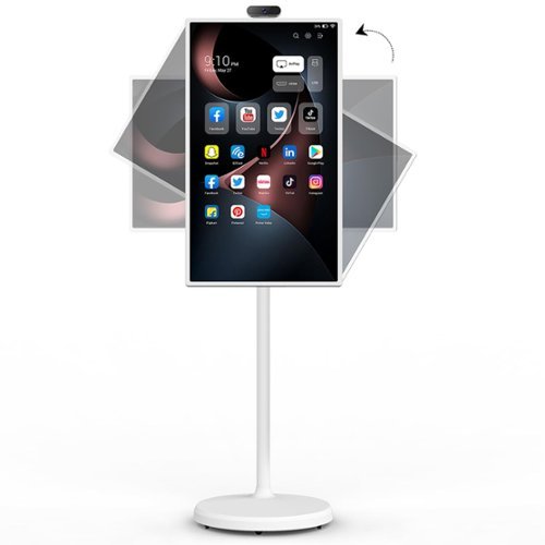 Cozyla - 32 inch Smart Portable TV with Stand on Wheels Full Swivel Rotation Support Google Store 4K Camera Remote Control-Front_Standard 