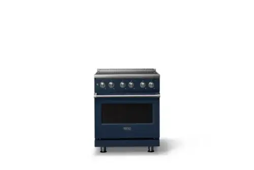 Front. Viking - 30 in. Wide 4 Elements Pro 5 Series 4.7 Cu. Ft. Freestanding Electric Convection Range - Slate Blue - Slate Blue.