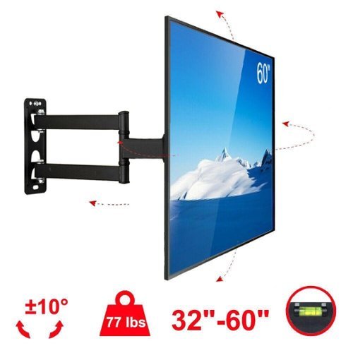 Winado - 32-65 Inch Articulating Full Motion TV Wall Mount Bracket Tilt 32 36 42 46 50 55 65" LED LCD Flat Screen 110LB Capacity - Black-Front_Standard 