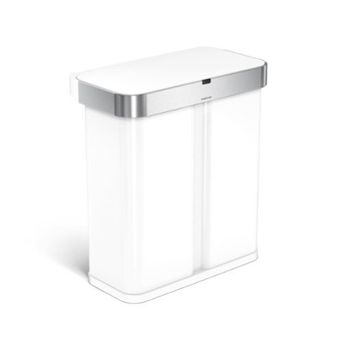 simplehuman - 58L sensor recycler with voice and motion control, steel - White-Front_Standard 