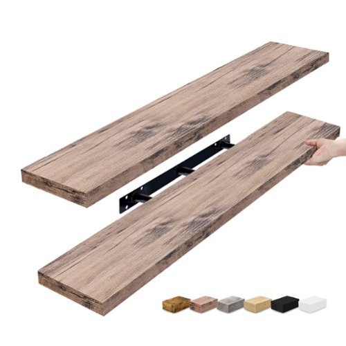 Sorbus - 2 Pack 47 x 9.25 Inch Wall Mounted Floating Shelves - Stylish and Functional Storage - Mahogany-Front_Standard 