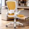 KERDOM - Colorful Mesh Ergonomic Office Chair with Adjustable Lumbar Support & Height, Swivel Desk Chair with Flip-up Arms, Tilt - Yellow-Front_Standard
