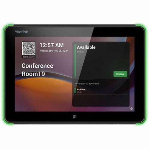 Yealink - RoomPanel E2 Meeting Room Scheduler - For Meeting Space, Meeting Room - 1280 x 800 Video (Live) - WXGA - USB - White-Front_Standard 
