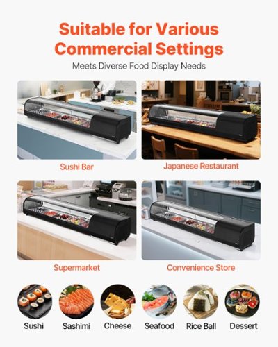 VEVOR Sushi Display Case Refrigerator, 2.9 Cu.ft Commercial Sushi