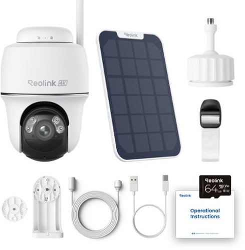 Reolink Argus Series B440 4K 8MP Solar Outdoor Wireless Wi - Fi Auto Pan Tilt Security Camera with 64GB SD - White BUY ONLINE