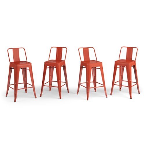 Simpli Home - Rayne Metal Counter Height Stool (Set of 4) - Orange-Front_Standard 
