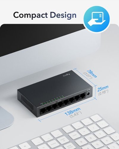 Cudy  GS108 8 Port Gigabit Unmanaged Network Switch, Ethernet Splitter Plug & Play, Metal, Traffic Optimization, Black - black SHOP ONLINE