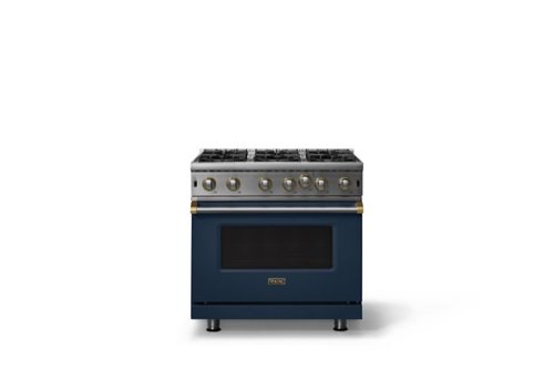 Viking - Professional 5 Series 5.1 Cu. Ft. Freestanding Open Burner LP Gas Convection Range-Slate Blue w. Brushed Brass Trim - Slate Blue