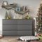 Kadyn - Modern Mid Century 6 Drawer Wide Dressers Chests for Bedroom, Chest of Drawer Organizer - Gray-Front_Standard