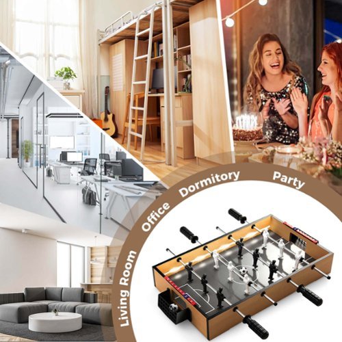 Costway Game Room Size Football Table with Non-slip Handle 2 Footballs Realistic Players - Natural BUY ONLINE