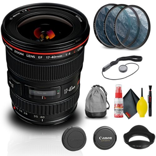 Canon - EF 17-40mm f/4L USM Lens (8806A002) + Filter Kit + Cap Keeper Base Bundle (International Version) - Starter Bundle-Front_Standard 