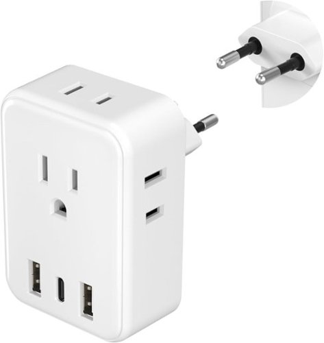 BN-LINK - European Travel Plug Adapter with 4 AC & 3 USB Ports (USB-C), Type C for Europe, US to EU - White-Front_Standard 
