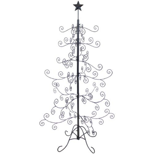 Sunnydaze - Noelle Indoor Metal Christmas Ornament Tree - 5 ft - Black-Front_Standard 