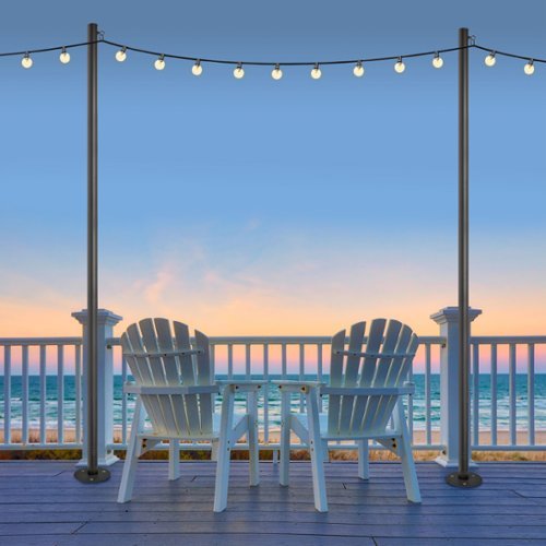 Excello Global Products Premium String Light Poles - 2 Pack - Extends to 10 Feet – Deck Mount (Wood/Concrete) - Black WORLDWIDE DELIVERY